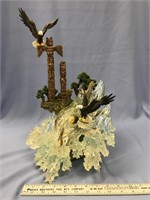Approx. 16" sculpture of a bald eagles, totem pole