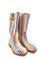 Sassy Striped Woman’s Rain Boots Size 6