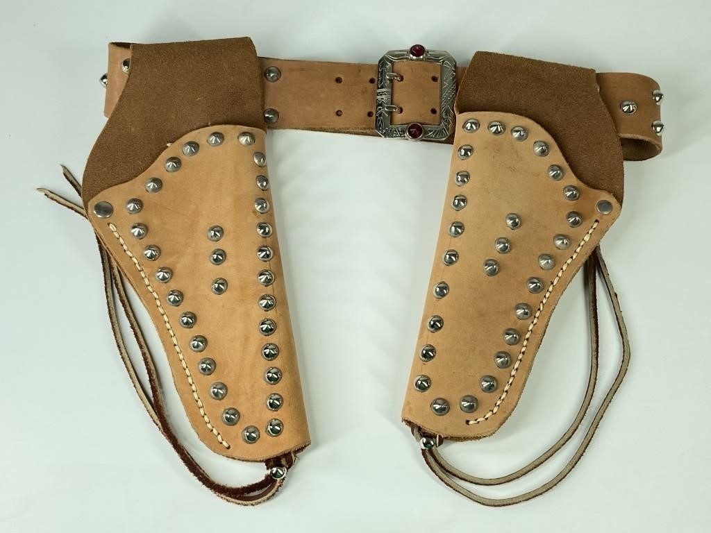 VINTAGE LEATHER STUDDED HOLSTER SET