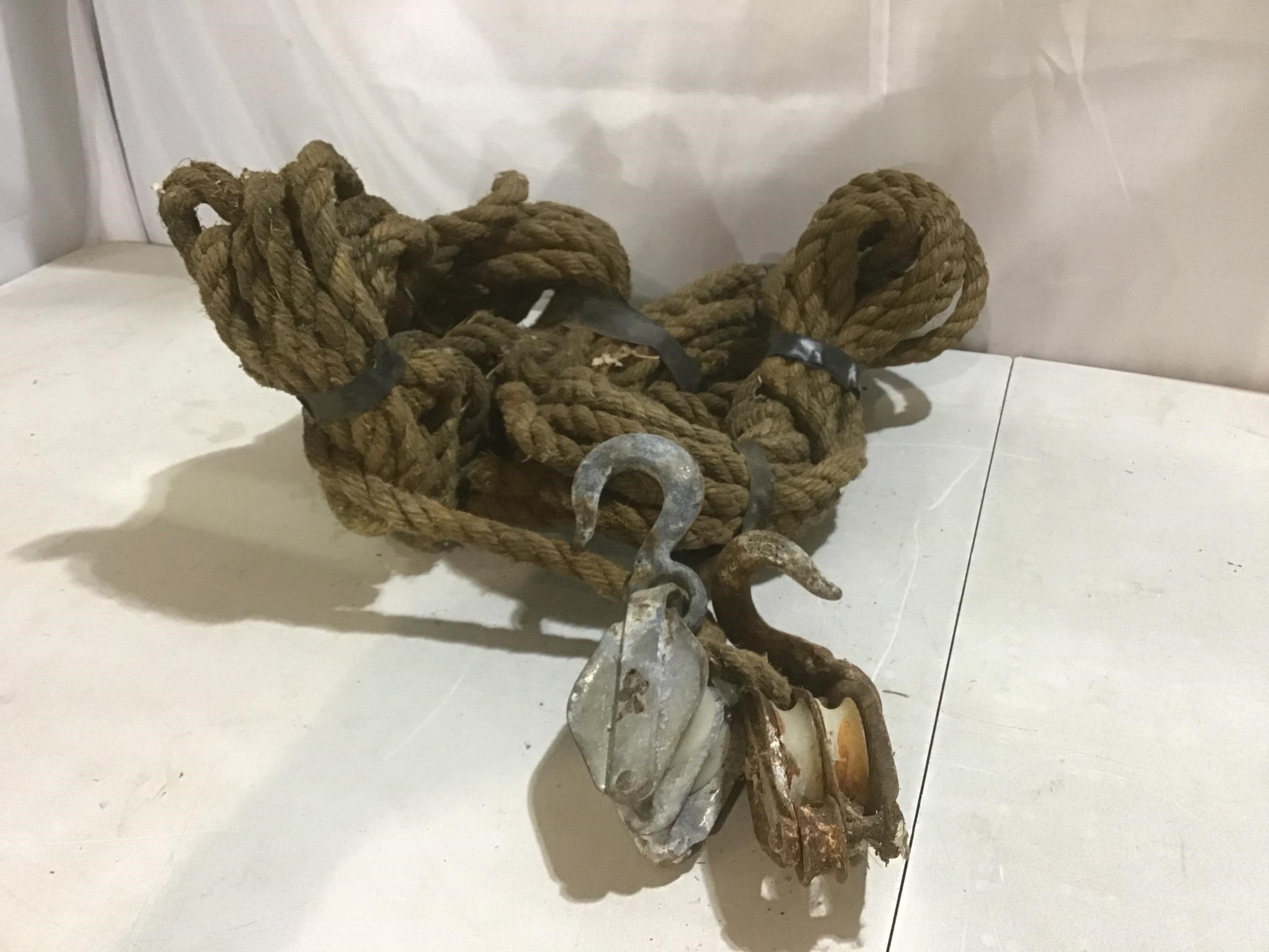 Vintage rope, pulleys, hooks***