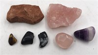 Assorted Gems, Crystals, Stones Lot Rose Quartz,