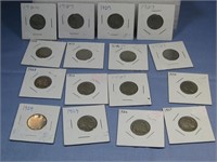 Sixteen Buffalo Indian Head Nickels Mixed Dates