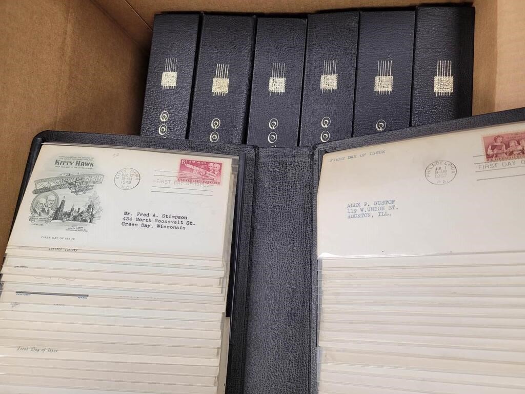 US Stamps 1940s-1980s in 7 White Ace Cover albums,