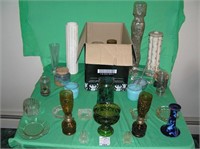 Box of vintage estate glassware, porcelain and mor