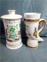 1986 German Ceramic Horn Shaped Beer Stein plus