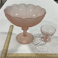 2 Pink Depression Glass Dishes
