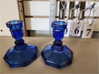 Pair of Blue Candle Sticks