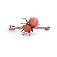 coral insect brooch