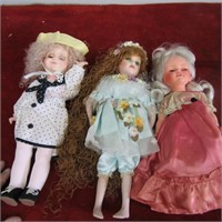 (3) Vintage dolls. One porcelain.