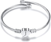 Cute Silver-tone J Initial Baby Bracelet