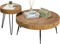 RUSTOWN Farmhouse Round Coffee Table Set of 2