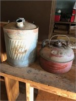 Lot of 2 metal gas cans