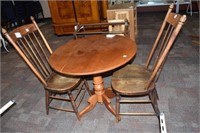 Vintage Pedestal Table w/ 2 Chairs