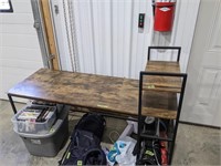 LARGE TABLE W/ 4 SHELVES ON END