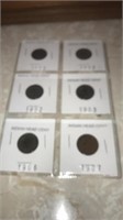 6 Indian pennies  1892-93-1902-03-06-07