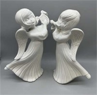(2) Ceramic  Atlantic Mold Angel Statues