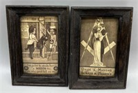 (2) 4x6 Vintage Masonic Themed Pictures