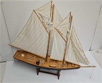 33"L X 32 1/2"H Wooden Sail Boat Model with Stand