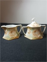 Vintage Roses Sugar Bowl Creamer Set