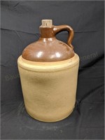 Primitive Two Tone Brown Stoneware Sipping Jug