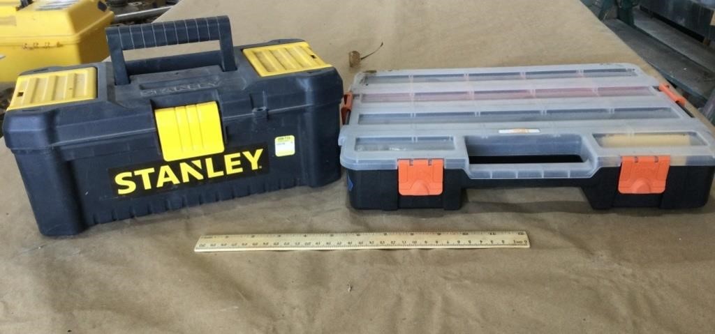 Empty Stanley toolbox and toolbox w/ hardware