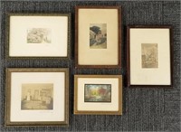 5 Wallace Nutting signed miniature artworks -
