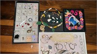 4 trays of costume jewelry, necklaces, earrings