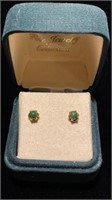 10K  yellow gold jade earrings in box