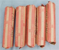 (5) Rolls of 1942-P Wheat Cents.