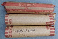 (3) Rolls of 1954-D Wheat Cents.