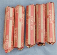 (5) Rolls of 1957-D Wheat Cents.