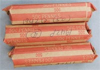 (3) Rolls of 1942-D Wheat Cents.