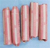 (5) Rolls of 1942-P Wheat Cents.