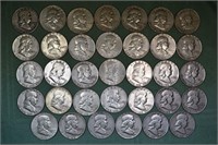 34 US Franklin silver half dollars