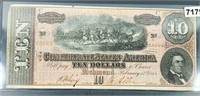 1864 $10 Virginia Confederate Bill CLOSELY UNC