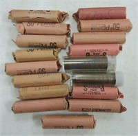 17 full and partial rolls Lincoln wheat cents,
