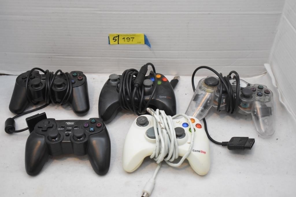 Five Video Game Controllers