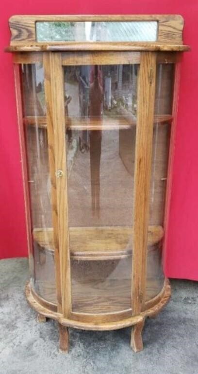 Curved Glass Curio Cabinet 63inX31inX15in