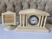 French Ivory Mantle Clock and Miniature Desk