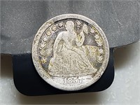 OF)  1857 silver seated liberty dime