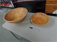 Two Antique Dough Bowls, Wooden