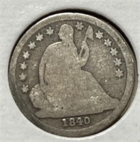 1840 Silver Seated Liberty Dime