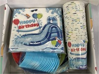 pool party birthday plate cup napkin & cutlery set