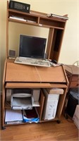 Computer desk computer and printer