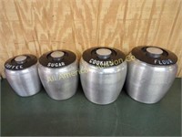 VINTAGE 1950'S ALUMINUM CANISTER SET (4 TOTAL)