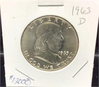 OF) 1963-D FRANKLIN 1/2 GORGEOUS COIN, HAS BEEN