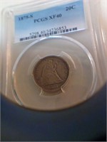 1875-S XF40 20 cent piece