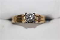 18ct yellow gold, hand made diamond dress ring,