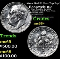 1996-w Roosevelt Dime RARE! Near Top Pop! 10c Grad