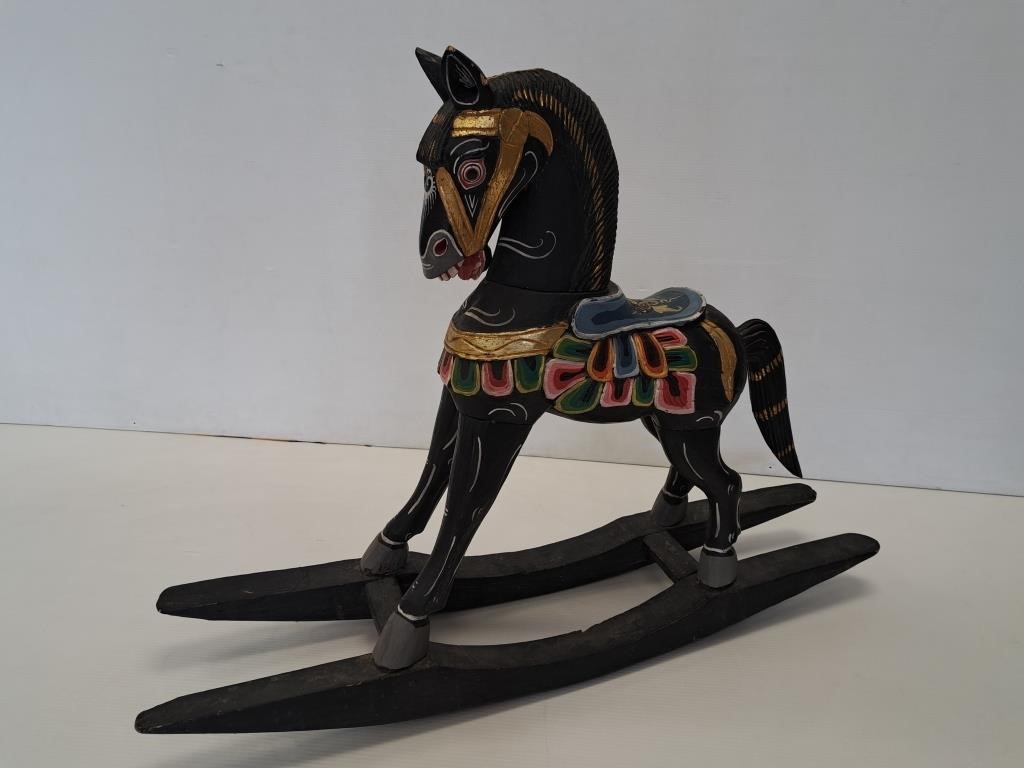 HAND PAINTED WOODEN ROCKING HORSE